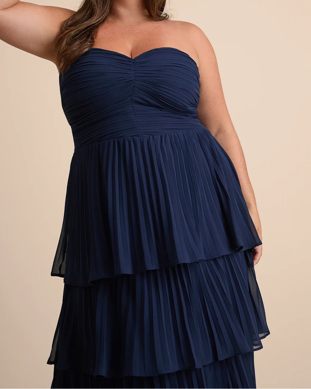 Seriously Sensational Navy Blue Strapless Tiered Maxi Dress