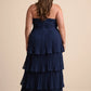 Seriously Sensational Navy Blue Strapless Tiered Maxi Dress