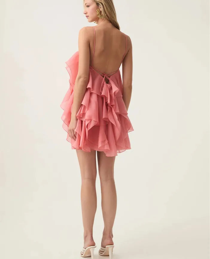 Pandorea Layered Mini Dress washed coral