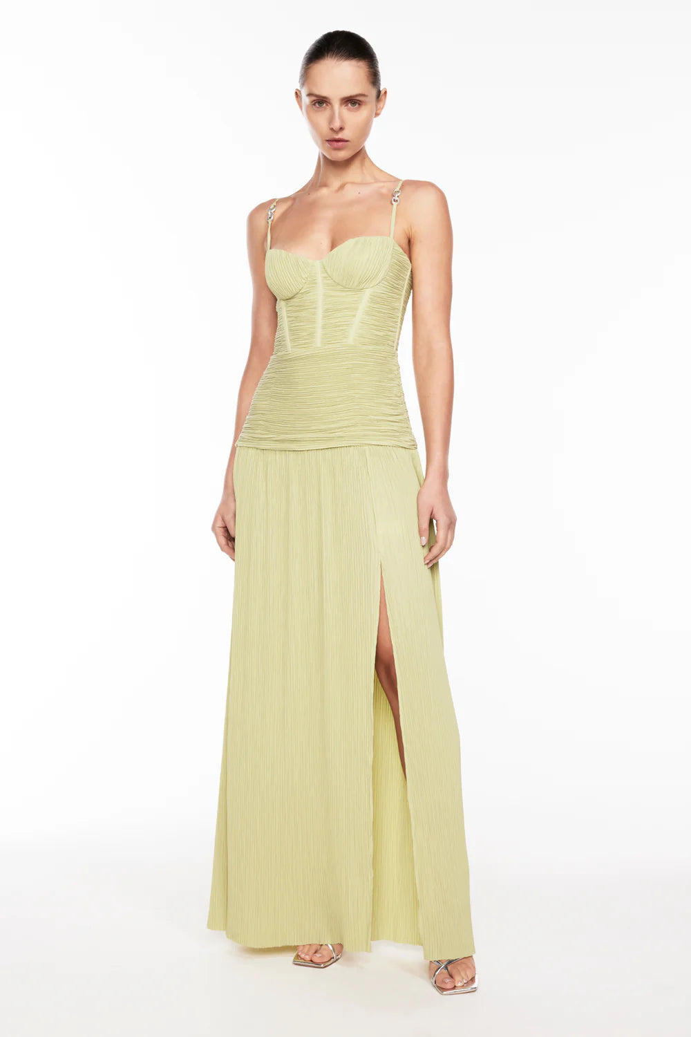 Double time pleat dress pistachio