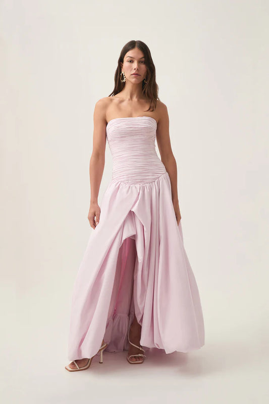 Violette bubble hem maxi dress pastel pink