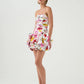 Violette bubble hem mini dress collage floral
