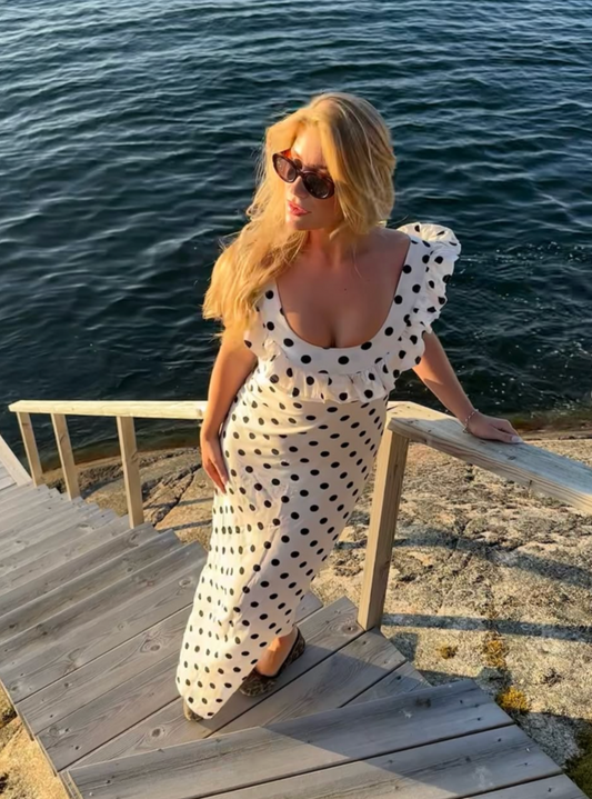 Luna polka dot dress white/black
