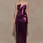 Winston strapless sequin maxi dress plum