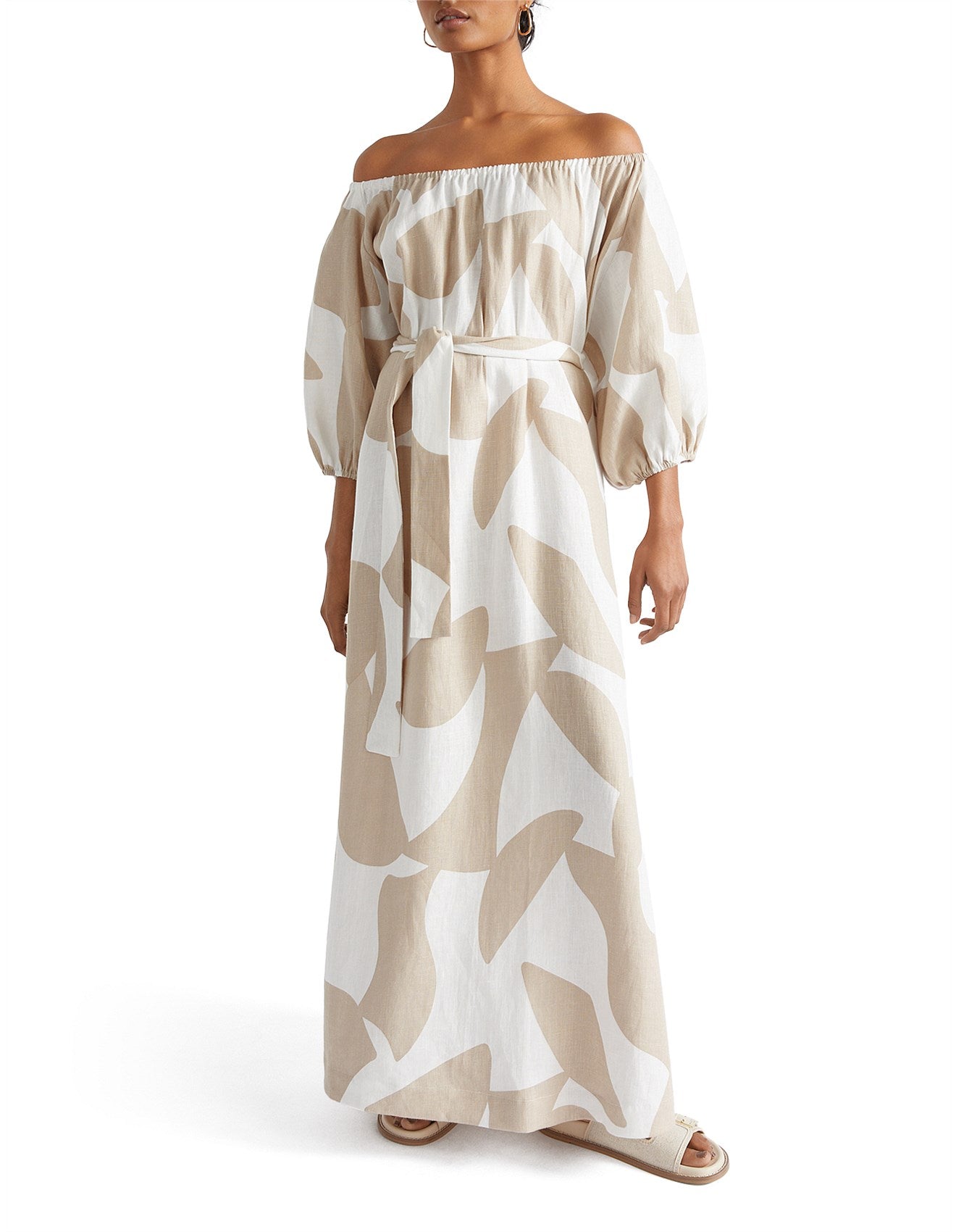 Linen Abstract maxi dress