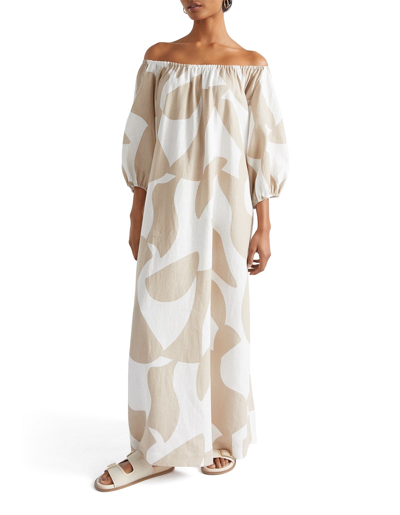 Linen Abstract maxi dress