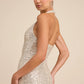 Velenia Champagne Sequin Halter Mermaid Maxi Dress