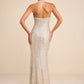 Velenia Champagne Sequin Halter Mermaid Maxi Dress