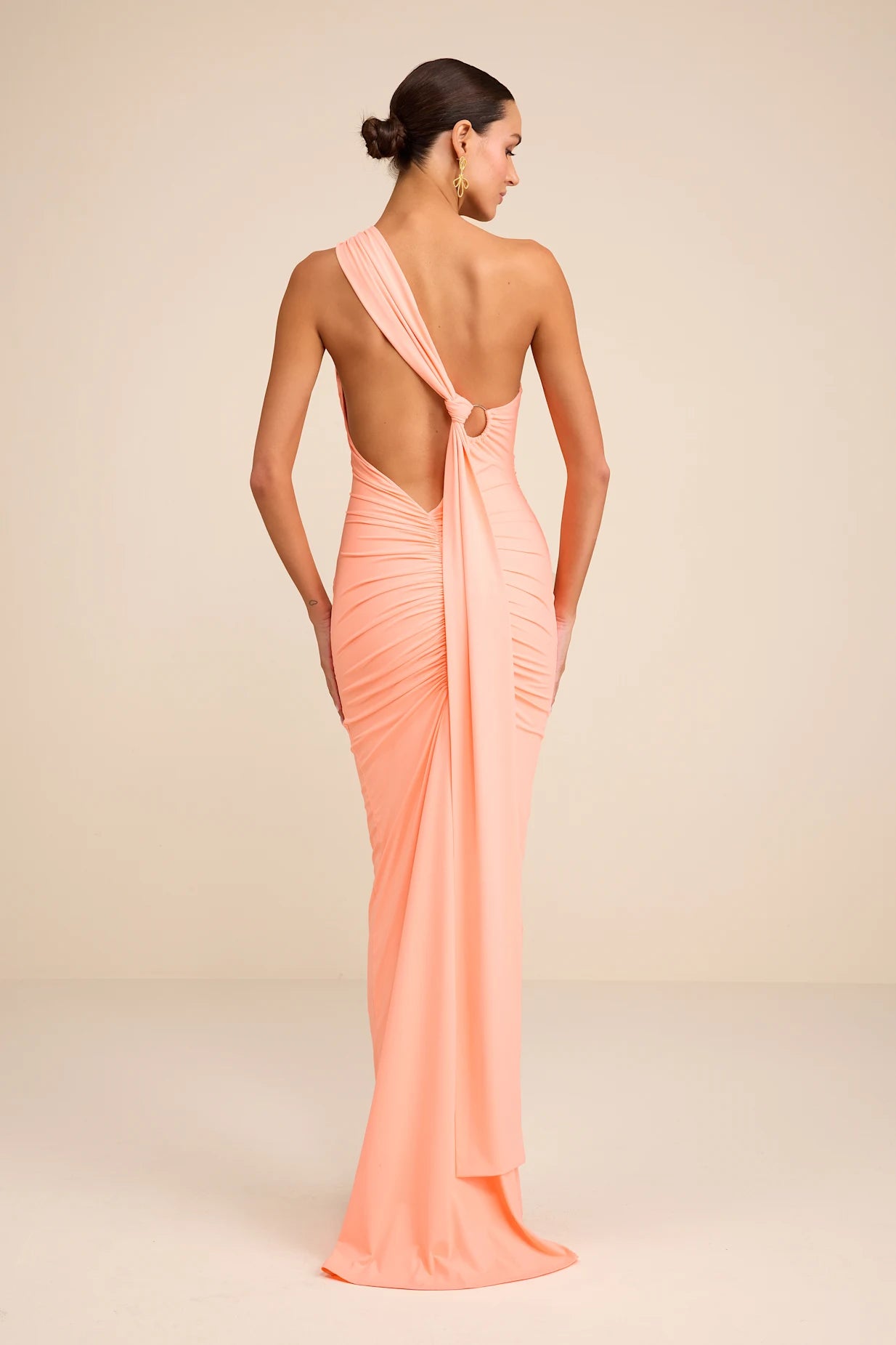 Cressida Peach Slinky Knit One-Shoulder Mermaid Maxi Dress Dress to Impress Rentals Cressida Peach Slinky Knit One-Shoulder Mermaid Maxi Dress Dress to Impress Rentals