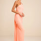 Cressida Peach Slinky Knit One-Shoulder Mermaid Maxi Dress