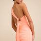 Cressida Peach Slinky Knit One-Shoulder Mermaid Maxi Dress