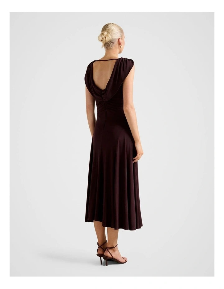 Oceana Cowl Jersey Dress Chocolate