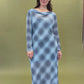 Madrid long sleeve dress blue tartan