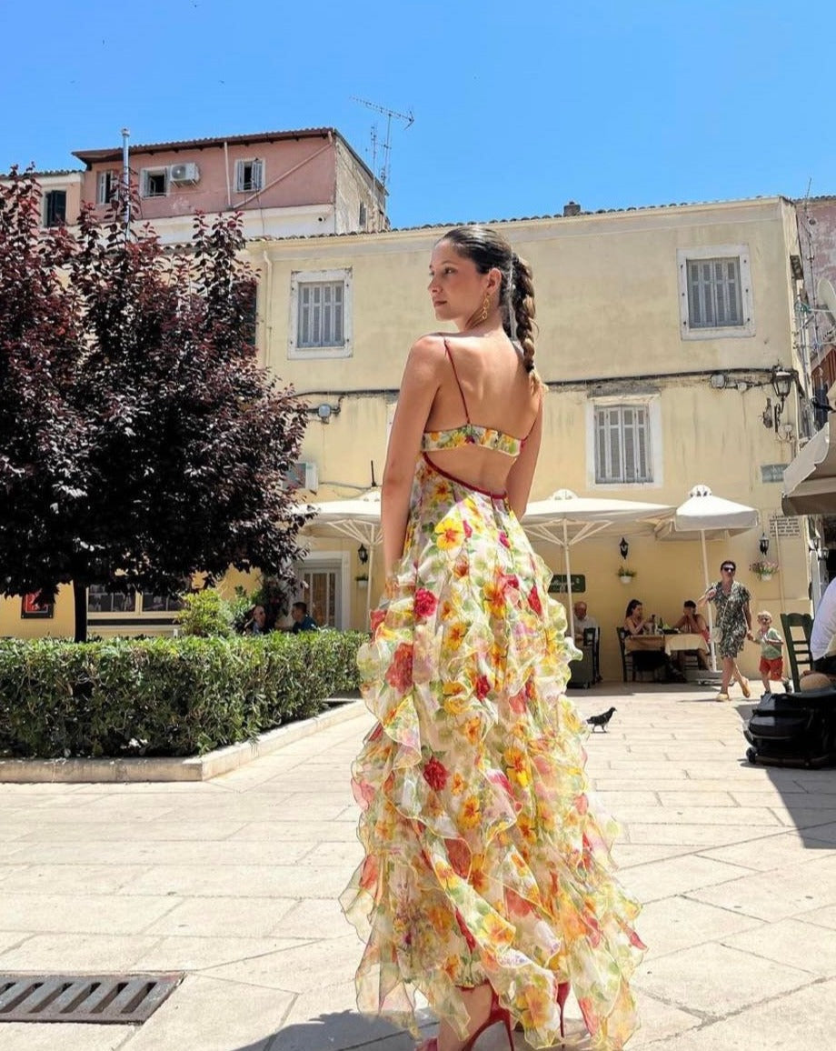 Baroque flower maxi dress