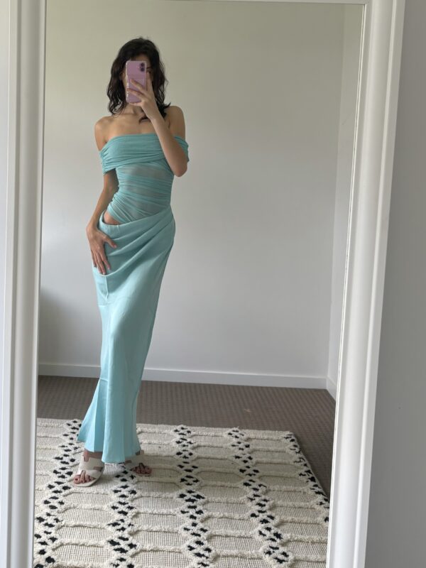 Nico Off Shoulder Maxi Dress Aquamarine