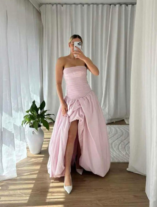 Violette bubble hem maxi dress pastel pink