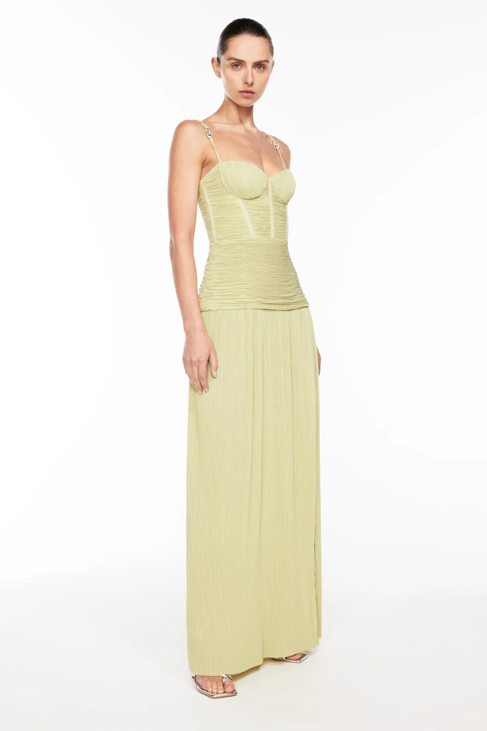 Double time pleat dress pistachio