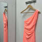 Cressida Peach Slinky Knit One-Shoulder Mermaid Maxi Dress
