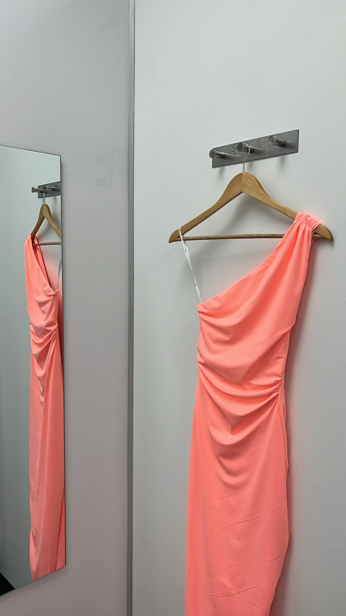 Cressida Peach Slinky Knit One-Shoulder Mermaid Maxi Dress