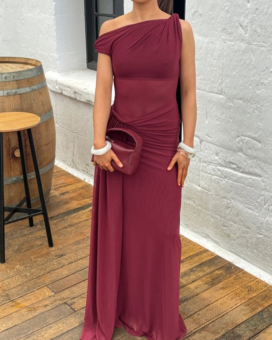 The silas mesh dress plum