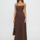 Marguerite Halter Maxi Dress Brown Polka Dot
