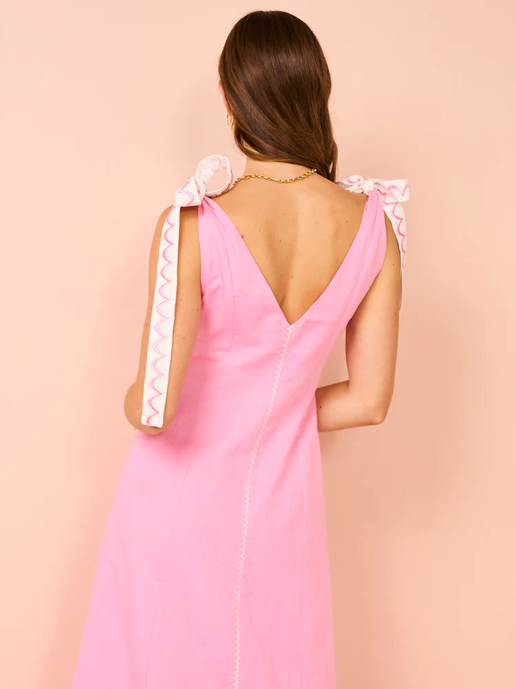 Adoncia tie shoulder maxi dress in valentine pink
