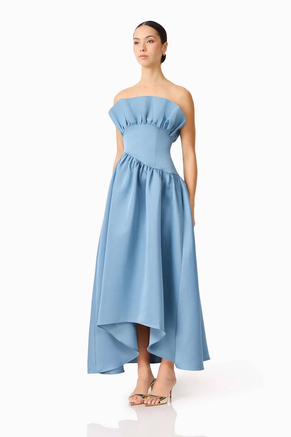 Laurel sleeveless maxi dress in Steel Blue