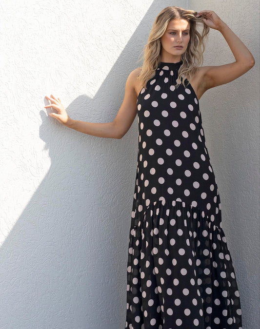 Evertime Polka Dot Halter Maxi Dress