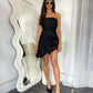 Bella Cotton Poplin Strapless Mini Dress black