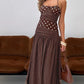 SALE - Marguerite Halter Maxi Dress Brown Polka Dot (14)