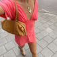 Jessie deep v draped sleeve dress Coral Red