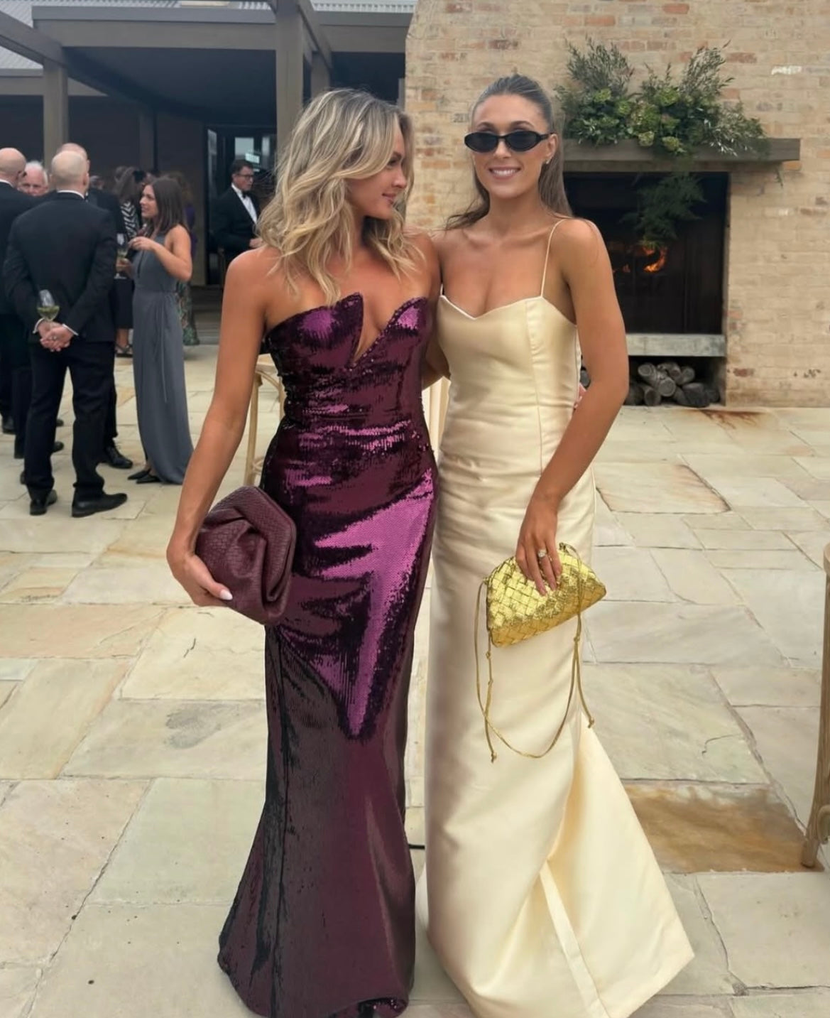 Winston strapless sequin maxi dress plum