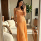 Abstract Cutwork Bandeau Maxi Dress Orange