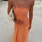 Abstract Cutwork Bandeau Maxi Dress Orange