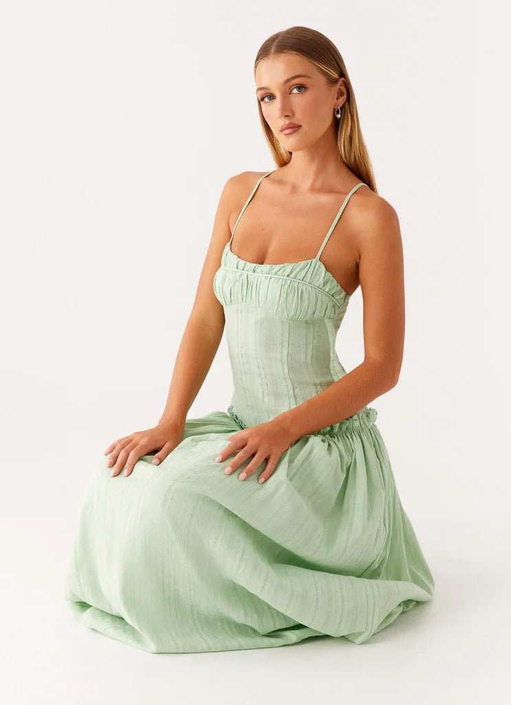 Jacinda drop waist maxi dress sage Dress to Impress Rentals Jacinda drop waist maxi dress sage Dress to Impress Rentals