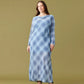 Madrid long sleeve dress blue tartan