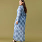 Madrid long sleeve dress blue tartan