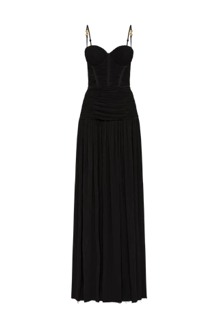 Double time pleat dress black