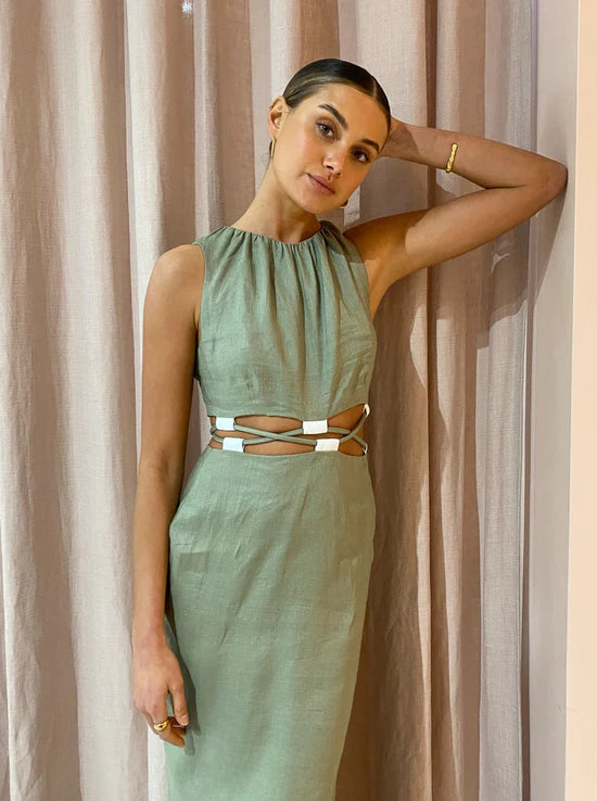 Mayra Deconstructed maxi dress in sage