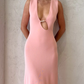 Kinetic beaded midi dress in pink
