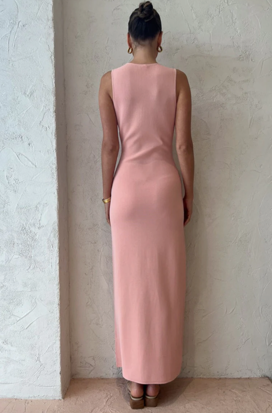 Kinetic beaded midi dress in pink