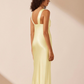 La Lune plunged midi dress in lemon