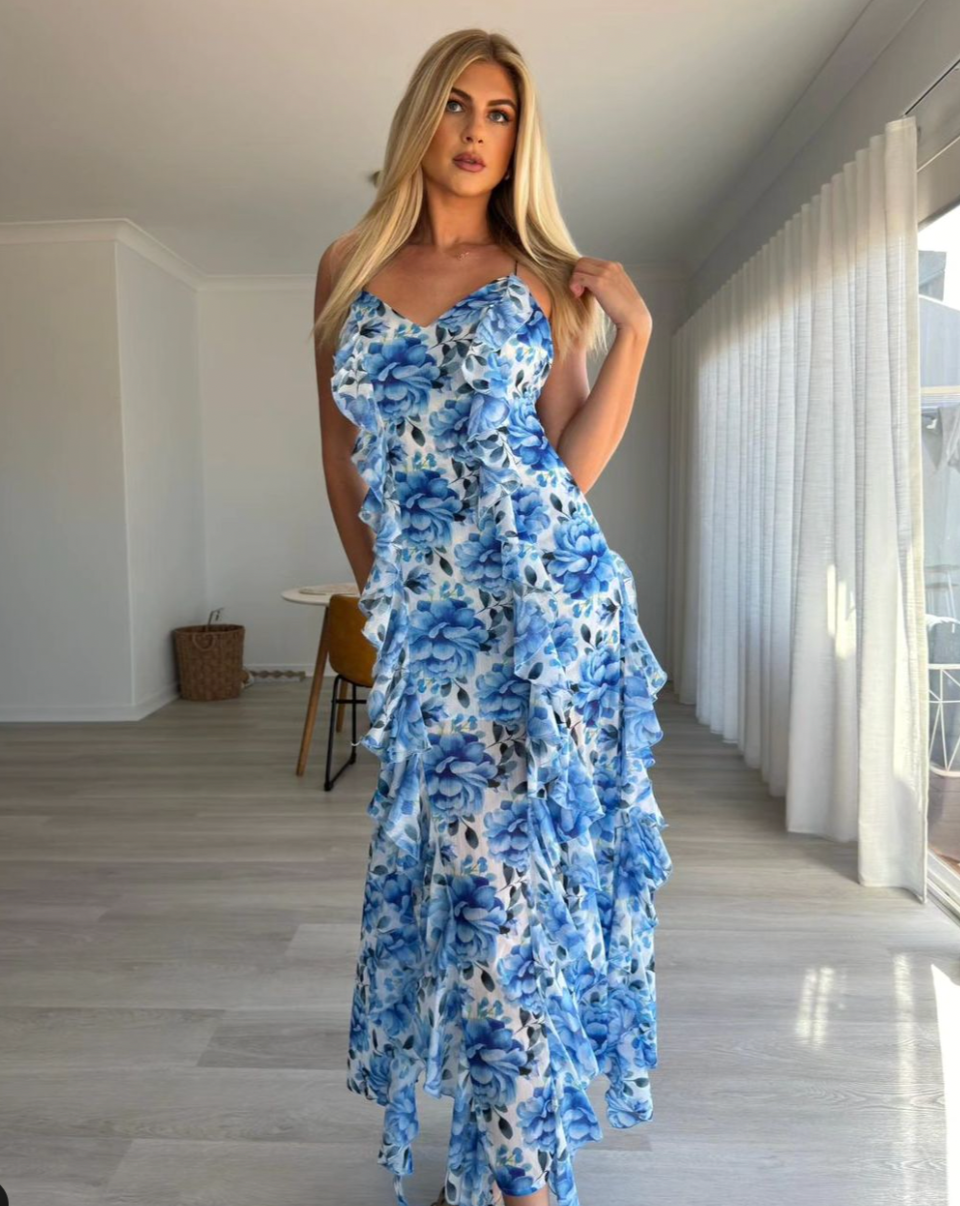 Blue Roses maxi dress