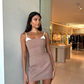 Ariel contrast mini dress affogato