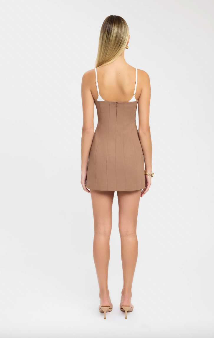 Ariel contrast mini dress affogato