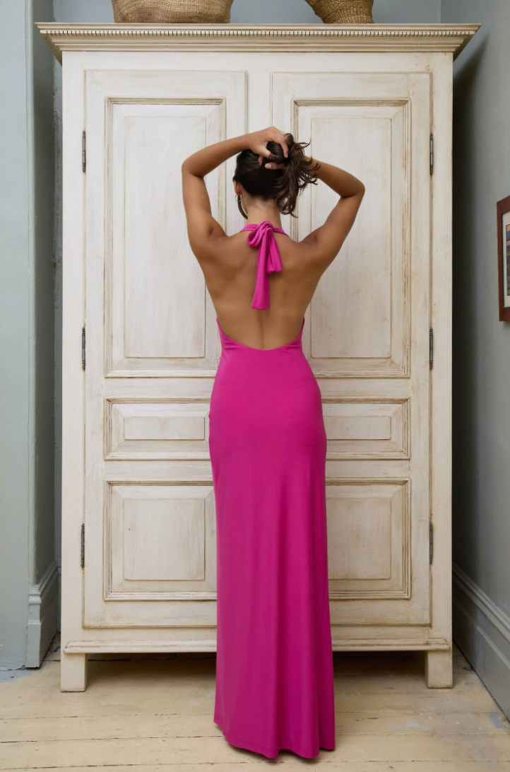 Halter Maxi Dress Fuchsia