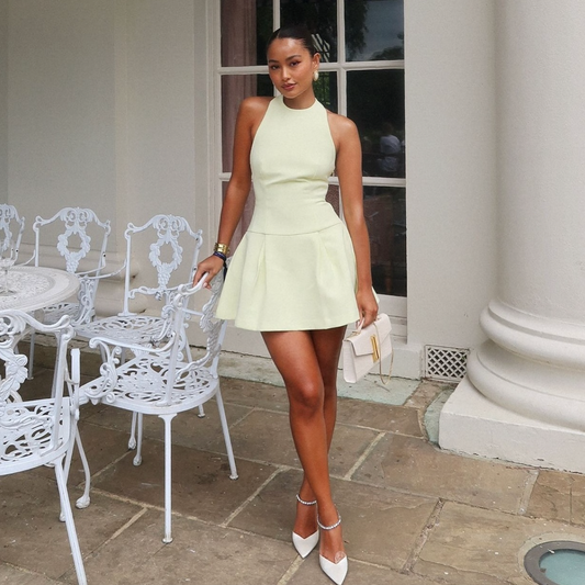 The Ultimate Muse Dropped Hem Mini Dress lime cream