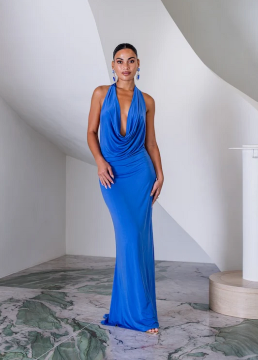 Saint Plunge Maxi Dress Sapphire