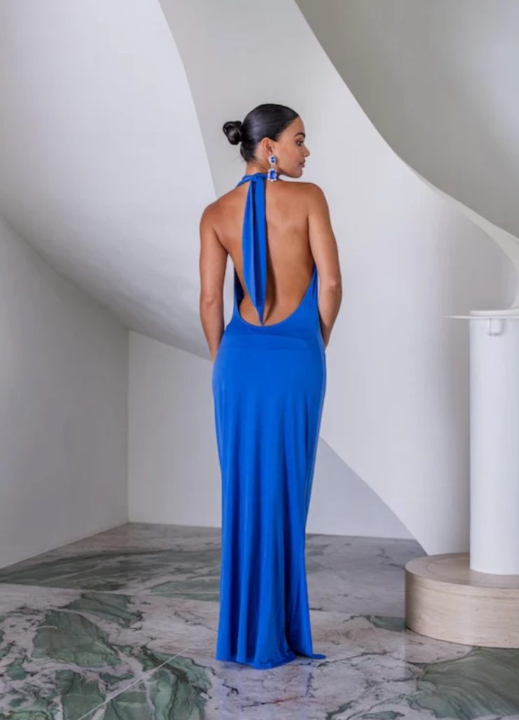 Saint Plunge Maxi Dress Sapphire