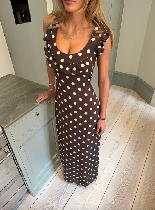 Luna polka dot dress brown/yellow
